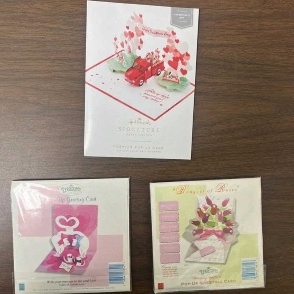 Lot Of‎ 3 Hallmark Signature Paper Wonder Pop Up Valentines Day Cards Treasures